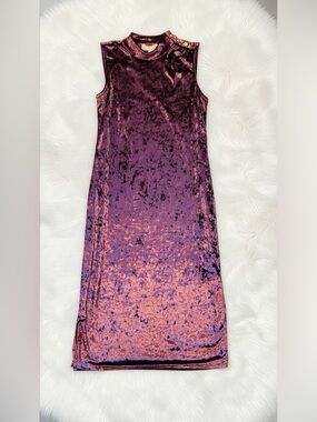Michael Kore Velvet Sleeveless Midi Dress in Plum size S